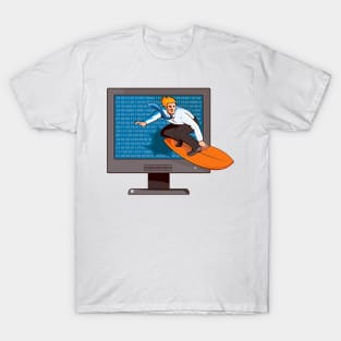 Businessman Surfing on Internet Retro T-Shirt